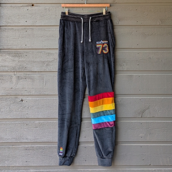 Grassroots Dark Side of the Moon Rainbow Velour Tracksuit Pants Joggers Small - Picture 10 of 10